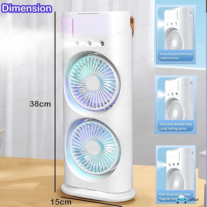 Double-Ended Spray, USB Rechargeable Mini Desktop Table Cooling Fan